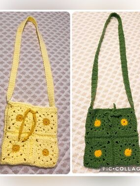 Yellow & Green Crochet Shoulder Bag